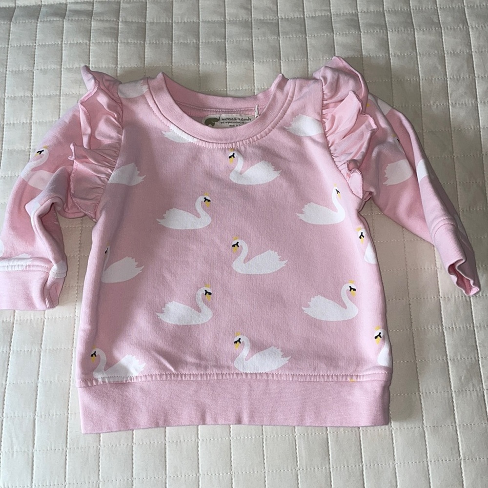 Monica + Andy - swan sweatshirt size 6-12